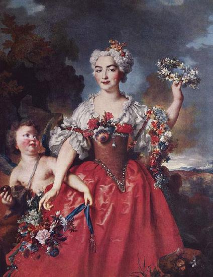 Nicolas de Largilliere Portrat der Marquise de Gueydan als Flora oil painting image
